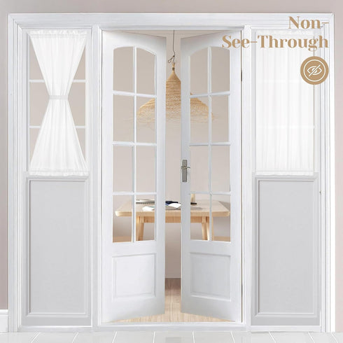 HOMEIDEAS White Non-See-Through Sidelight Curtains for Front Door, 1 Panel, 26W X 40L, Privacy Semi Sheer