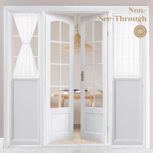 HOMEIDEAS Non-See-Through Sidelight Curtains, 2 Panels Privacy Semi Sheer Door Window Curtains, White