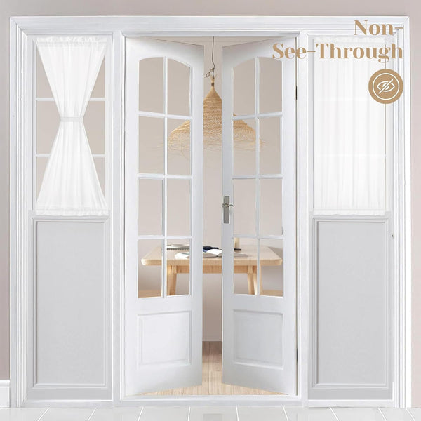 HOMEIDEAS Non-See-Through Sidelight Curtains, 2 Panels Privacy Semi Sheer Door Window Curtains, White