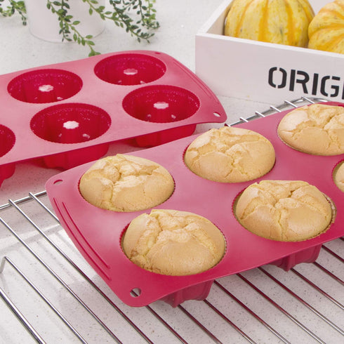 Webake Non-stick Silicone Mini Tube Cake Baking Pan, Fancy Fluted Tube Cake Pan, Pack of 2