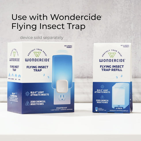 Wondercide Flying Insect Trap Light Cartridge Refills, Indoor Bug Catcher for Fruit Flies, Gnats, Moths, 4 Pack
