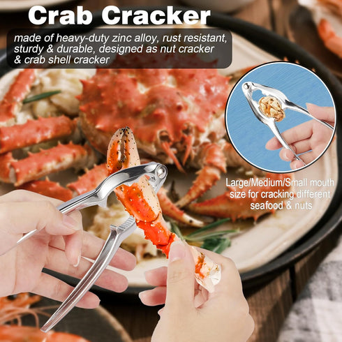11 Set, Pcs Crab Crackers and Tools, Seafood Tools Crab Leg Cracker, Seafood Scissors, Condiment Cups, Crab Leg Forks
