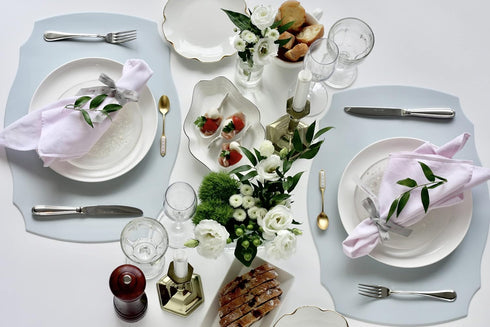 Premium Silicone Placemats, Set of 2, Misty Blue