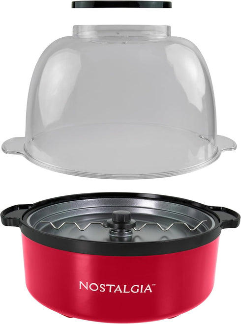 Nostalgia Classic Electric Stirring Popcorn Maker, Makes 24 Cups, Red, Quick Heat Technology for Kettle Corn and