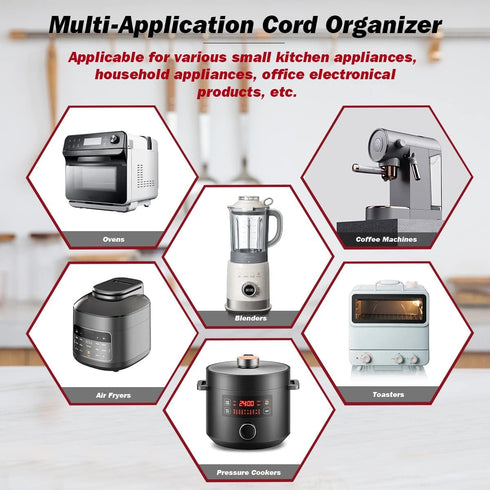 4 Pack Cord Organizer for Appliances, Cord Wrap Cable Organizer for Small Kitchen Appliances, Blenders, Coffee Maker