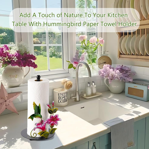 Hummingbird Countertop Hummingbird 3D Flower & Decor Paper Towel Roll Holder - Farmhouse Kitchen Decor and Accessories