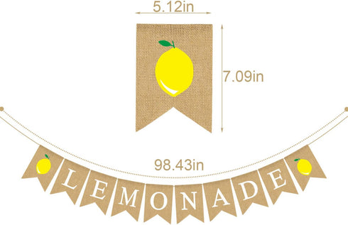 Jute Burlap Lemonade Banner - Rustic Summer Lemon Stand Party Decoration