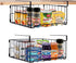 Under Shelf Storage Baskets, 2 Pack Foldable Carbon Steel Baskets for Kitchen Cabinets & Pantries
