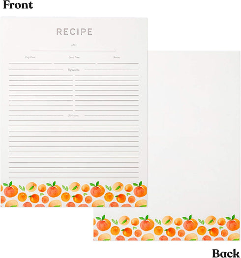 Jot & Mark Recipe Card Paper Full Page 8.5x11 with Crystal Clear Page Protectors for 3 Ring Binder, 30 Count (Peach