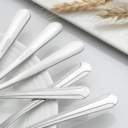 BEWOS 24 Pieces Silverware Spoons Set, 7.5-Inch Stainless Steel Dinner Spoons, Mirror Polished, Dishwasher Safe for Home