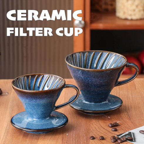 Ceramic Coffee Dripper Filter, 60 Angle Tapered Hand Brew Coffee Cup, Reusable Porcelain Pour Over Set for Home