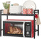 NETEL Expandable Microwave Stand, 2 Tier Metal Kitchen Organizer Shelves with 8 Hooks