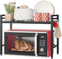 NETEL Expandable Microwave Stand, 2 Tier Metal Kitchen Organizer Shelves with 8 Hooks
