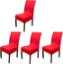4 Pieces Spandex Stretch Washable Dining Room Chair Covers, Seat Slipcovers for All Seasons (Red, 4)