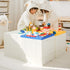 SHIMOYAMA Folding Storage Box for Duplo Blocks, 26 Qt. Foldable Toy Container, Blue with Building Lid
