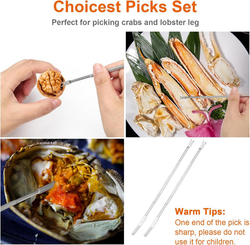 8Pcs Nut Crackers, Multi-Purpose Stainless Steel Seafood Pecan Cracker, Non-slip Handle Walnut Cracking Tools (Black)