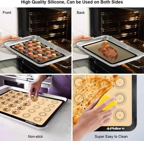 PHILORN Silicone Baking Mat Set, 16.5" x 11.42" with Baking Tools