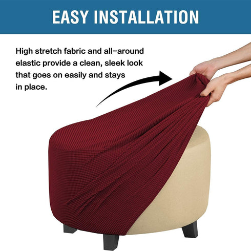 Ottoman Cover Stretch Ottoman Slipcover Round Ottoman Storage Cover Folding Stool Covers Furniture Protector Cover