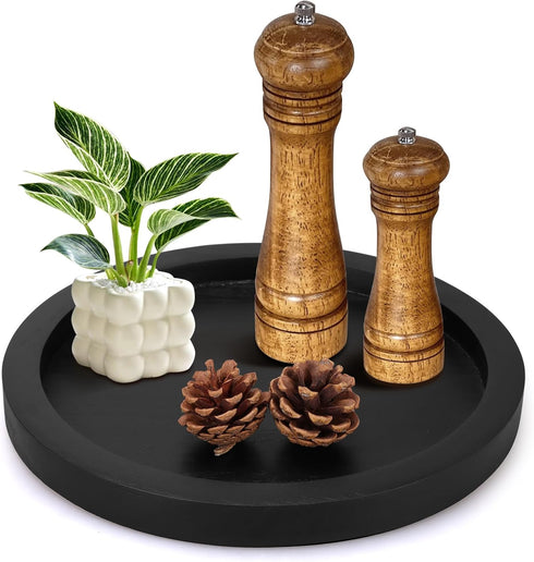 Rustic Decorative Wooden Serving Tray Home Decor Round Ottoman Coffee Table Trays