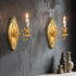 Set Gold Candle Sconces of Two, Brass Color Victorian Royal Wall Sconce, Metal Rustic Candle Holder Baroque Home Wall