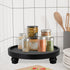 Counter, MAONAME Decorative Round Wood Riser for Display, Farmhouse Pedestal Stand for Kitchen Black Wooden Risers Tray