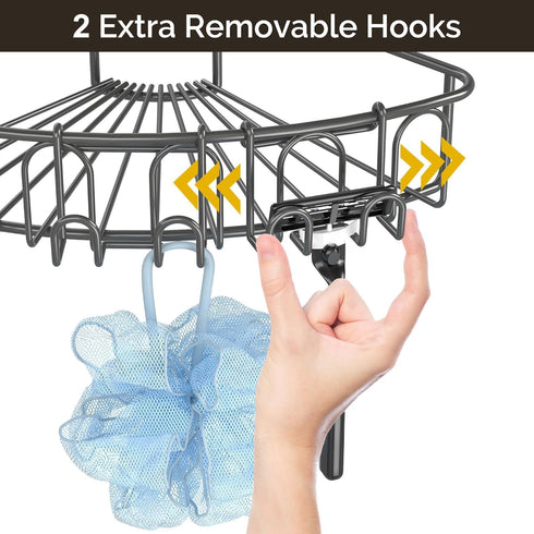 3 Pack, 90-Degree Orimade Corner Shower Caddy Stainless Steel with Hooks Wall Mounted Bathroom Shelf Storage Organizer