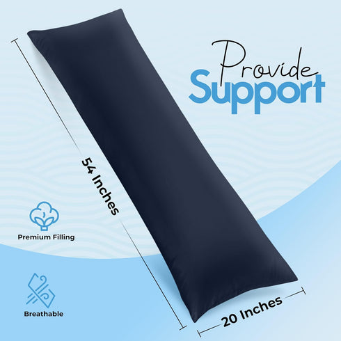 20 54 Inch), Utopia Bedding Full Body Pillow for Adults (Navy, x Long Pillow Insert for Sleeping, Ideal for Side