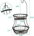 SAYZH 2-Tier Countertop, Fruit Basket Bowl Stackable Vegetable Storage with Banana Tree Hanger Stand for Kitchen Metal