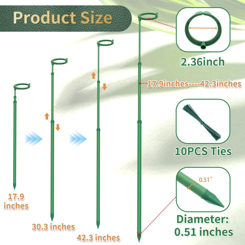 Stroller Stakes,3Pcs 17.9In 42.3In Telescoping Plant to Adjustable Monstera Plant Support Orchid Sticks with Clips