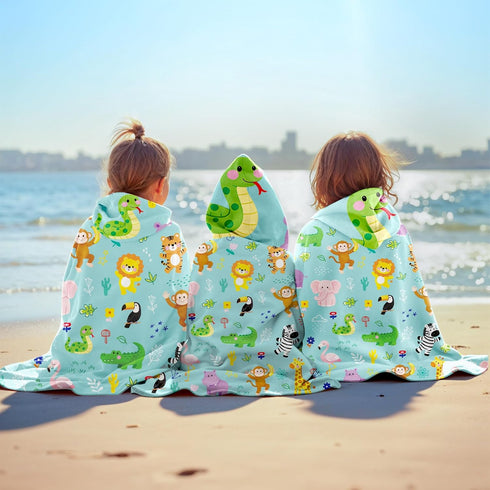 50" 30", Hooded Kids Bath Towels - Cute Hooded Towels for Kids, Animals Bath Towel with Hood for Girls, Soft