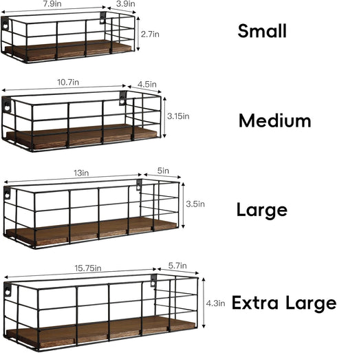 4 Sets Fixwal Wall Shelves, of Hanging Floating Shelves, Wall Mounted Shelves for Storage, Hanging Storage Shelf
