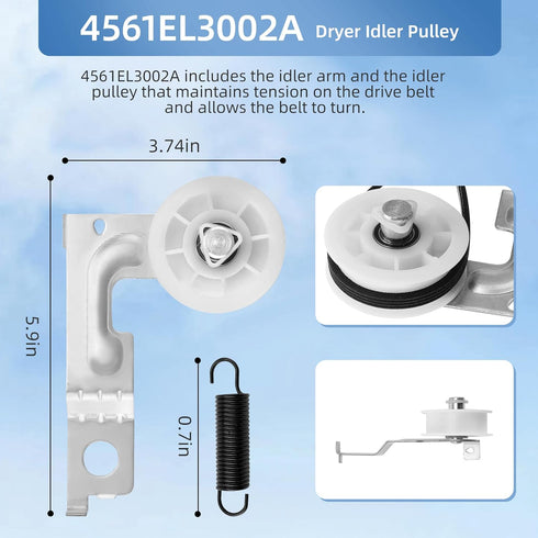 Dryer Drum Roller Replacement Compatible with LG Models, Includes Roller Kit & Dryer Belt