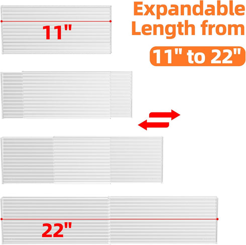 4 2 Set (8 Packs) 11" 22" MUDEELA Clear Spice Drawer Organizer, Tier- Spice Rack for Drawer, Expandable From to Kitchen