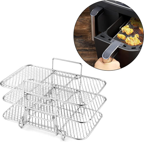 3 Layers Dehydrator Rack Accessories, Stainless Steel Air Fryer Rack Compatible with Instant Pot Vortex