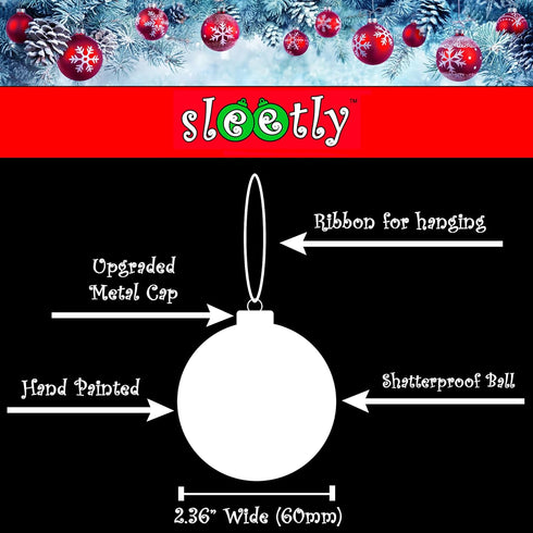 SLEETLY White Ornaments for Farmhouse Christmas Tree, Shatterproof Plastic 2.36 Inch Clear Swirl, Set of 18