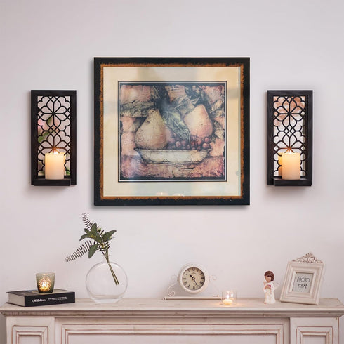 Black Candle Sconces Wall Decor - Gothic Wood Candle Shelves Decor for Plant Display - Halloween Wall Candle Holder
