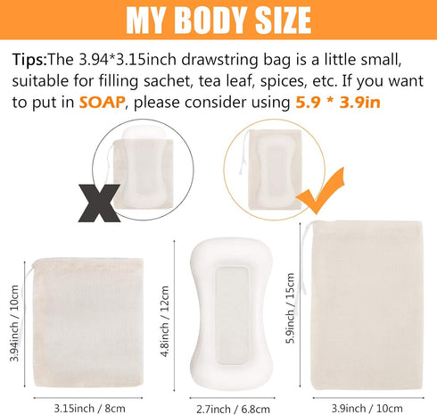 Chielor 50Pcs 5.9 3.9 Inches Cotton Muslin Bags - x Eco-friendly Drawstring Bags for Reusable Sachet, Crafts, Teas