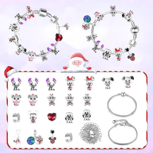 Advent Calendar 2024 for Teen Girls, 24 Days of Christmas Countdown with 2 DIY Bracelets, 1 Necklace, and 22 Charms