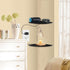 JJL 12-Inch Set 2 Corner Shelf Wall Mounted, Sector Wood Floating Corner Shelves with Wire Hole, of Circular arc Corner