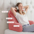 Unisakey Portable Comfy Reading Pillows for Bed Sitting Up(Dark Pink Oeko-Tex), Velvet Back Pillow with Arms & Pockets