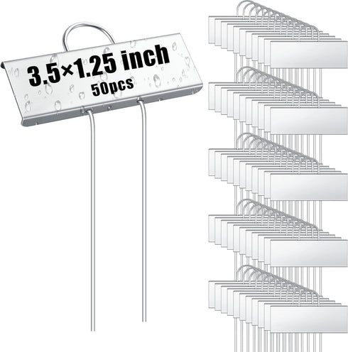 Landhoow 50 Pcs Large Garden Plant Markers Metal Plant Labels Sign 3.5''