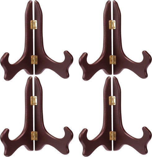 Tatuo 4 Packs Wooden Display Stand Plate Holder Easels, 5 Inch, Red for Display