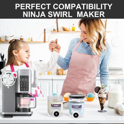 4 Pack NC700 NC701 Accessory,16oz Creami Swirl Pints and Lids for Ninja Series Creami Pint with Ice Cream Makers