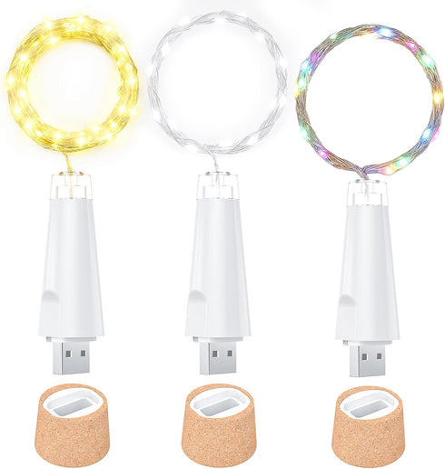 Ceepko 20 2 Pack) USB Bottle Lights Rechargeable Wine Bottle Fairy Lights Cork LED String Lights LEDs Copper Wire