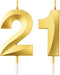 Gold Birthday Candles Numeral Cake Topper Decoration for 21st Birthday Party, Wedding, Anniversary Celebration Supplies