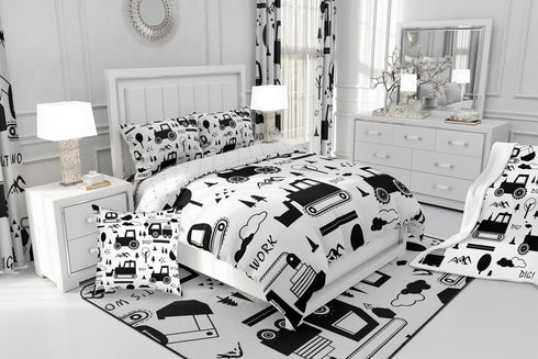 Set Set Set Set 1 Feelyou Construction Bedding Twin Size Equipment Trucks Comforter for Kids Boys Girls Decor Cartoon