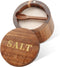 Timtopno Salt Cellar, Acacia Wood Salt Container with Built-in Spoon & Swivel