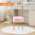 WROCFURSTAR Vanity Stool, Teddy Velvet Ottoman Foot Stool, Dressing Table Seat with Metal Leg Vanity Chair for Bedroom