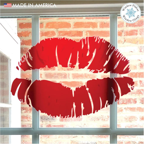 Valentine's Day Decorations - Home Decor Lipstick Lips Kiss Window Sticker, Reusable Double Sided Cling Decal