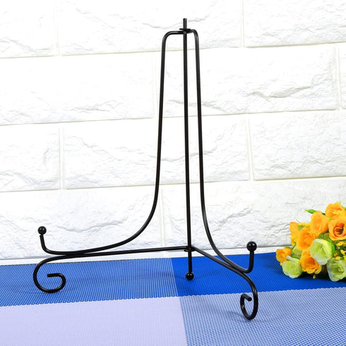 12 Inches Black Iron Plate Stand, Foldable Picture Stand for Display, Photo Stand for Decorative Plates, Frames, Books
